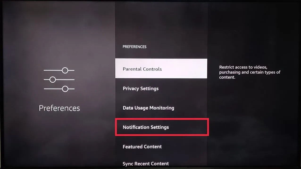Image showing "Notification Setiings" tab selection